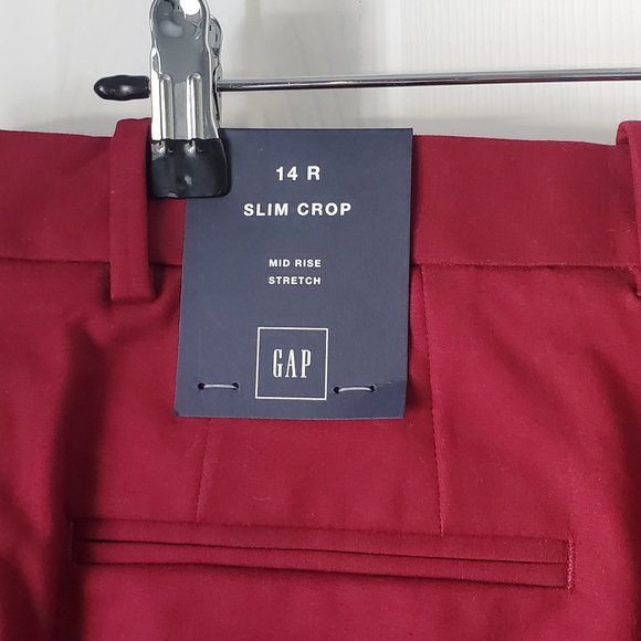 Gap Slim Crop Pants size 14 - Cranberry Red - NWT - Picture 3 of 6